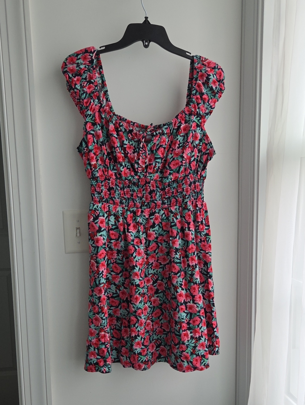 Old Navy Pink Floral Smocked Mini Dress